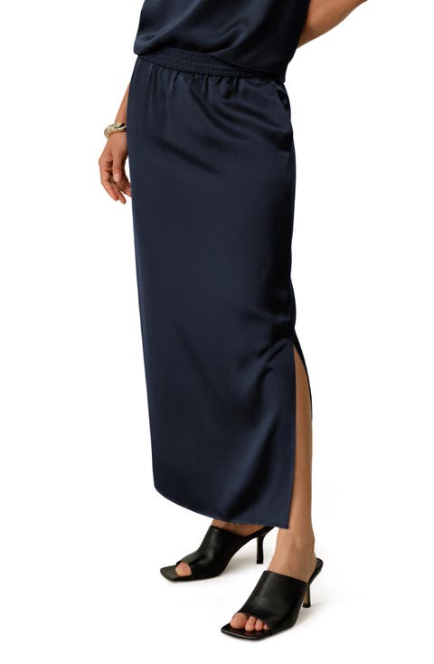 Washable Silk Charmeuse Pull-on Skirt