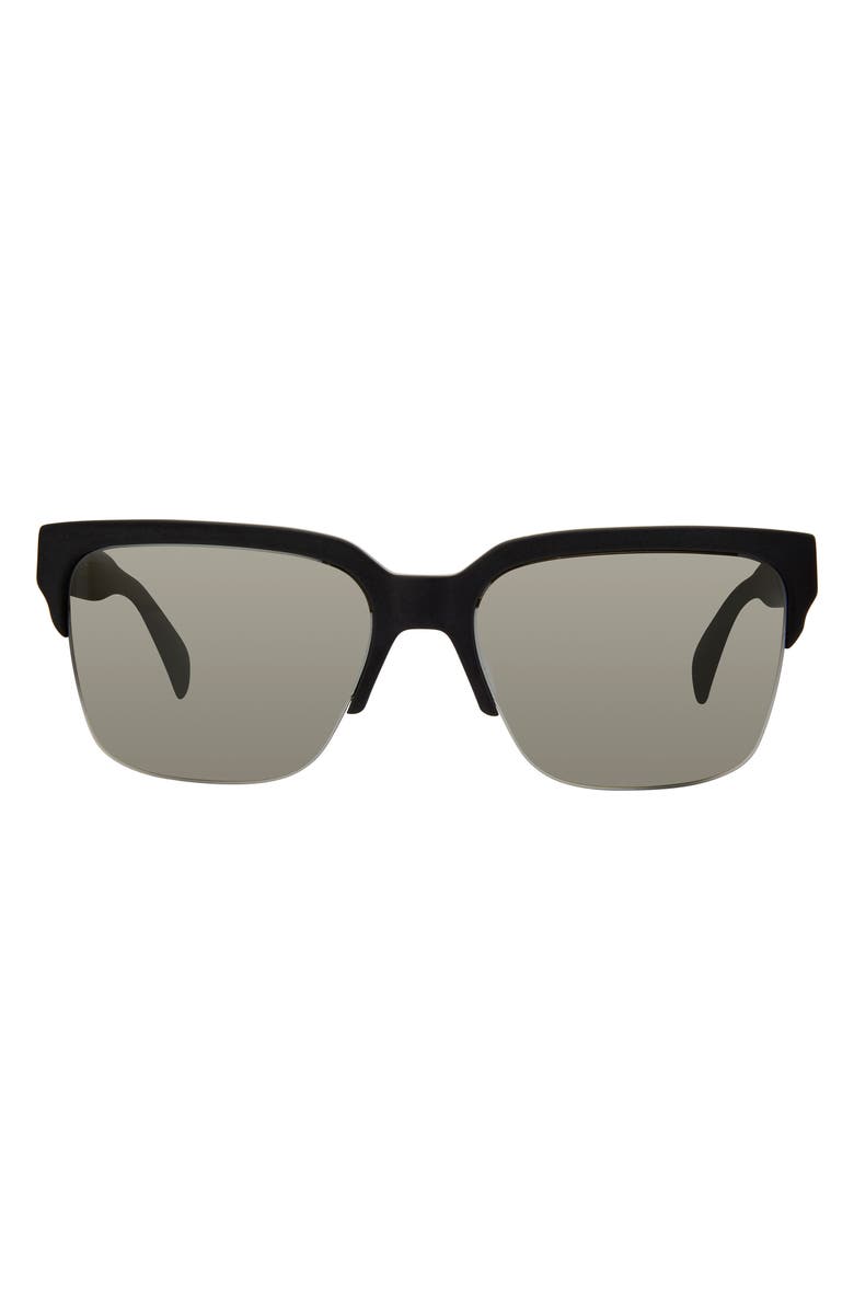 rag & bone 58mm Rectangular Sunglasses, Main, color, Matte Black