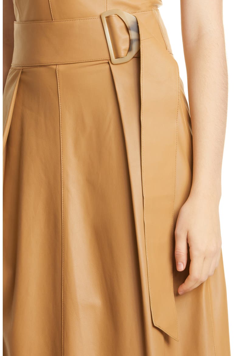 Belted Leather Tank Midi Dress, Alternate, color, LIGHT CAMEL