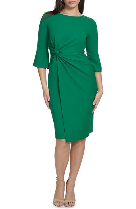 Elbow Length Bell Sleeve Sheath Dress