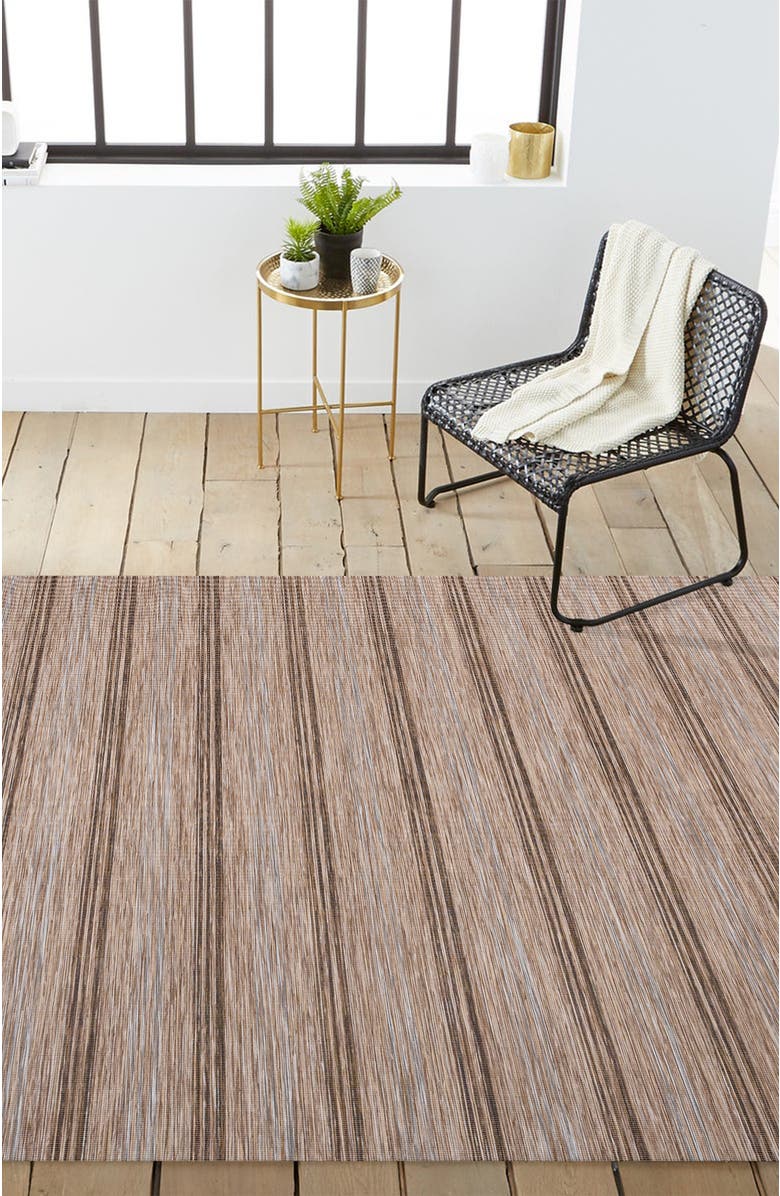 JONATHAN Y Bo Modern Farmhouse Wide Stripe Indoor/Outdoor Area Rug, Alternate, color, Brown/Natural