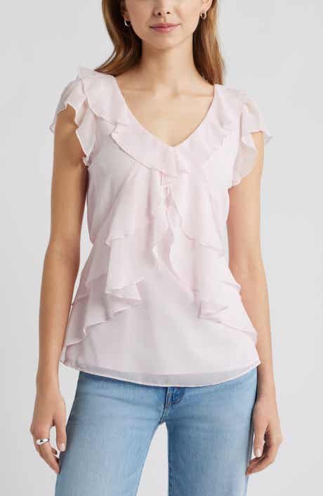 Open Edit Chiffon Ruffle Top