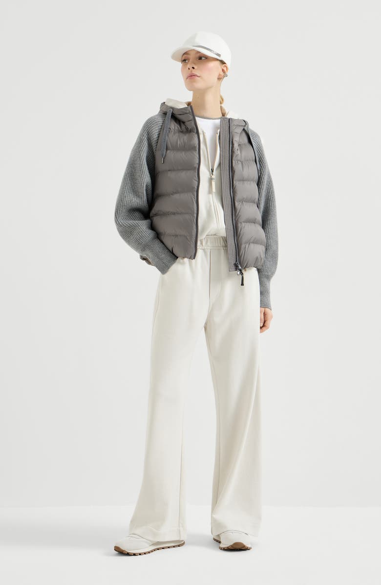 Brunello Cucinelli Smooth French terry trousers, Alternate, color, Milk