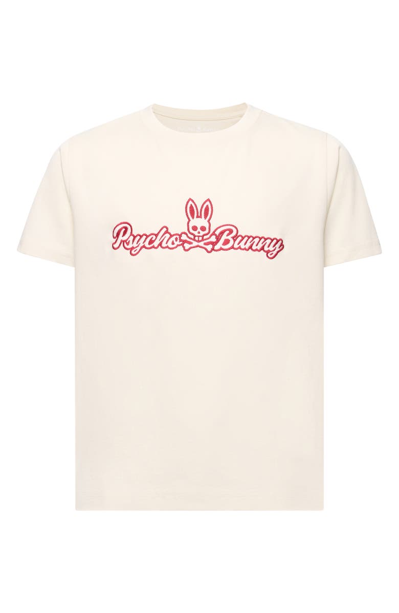 Psycho Bunny Kids' Eastwood Wordmark Cotton Graphic T-Shirt, Main, color, White Cap Grey