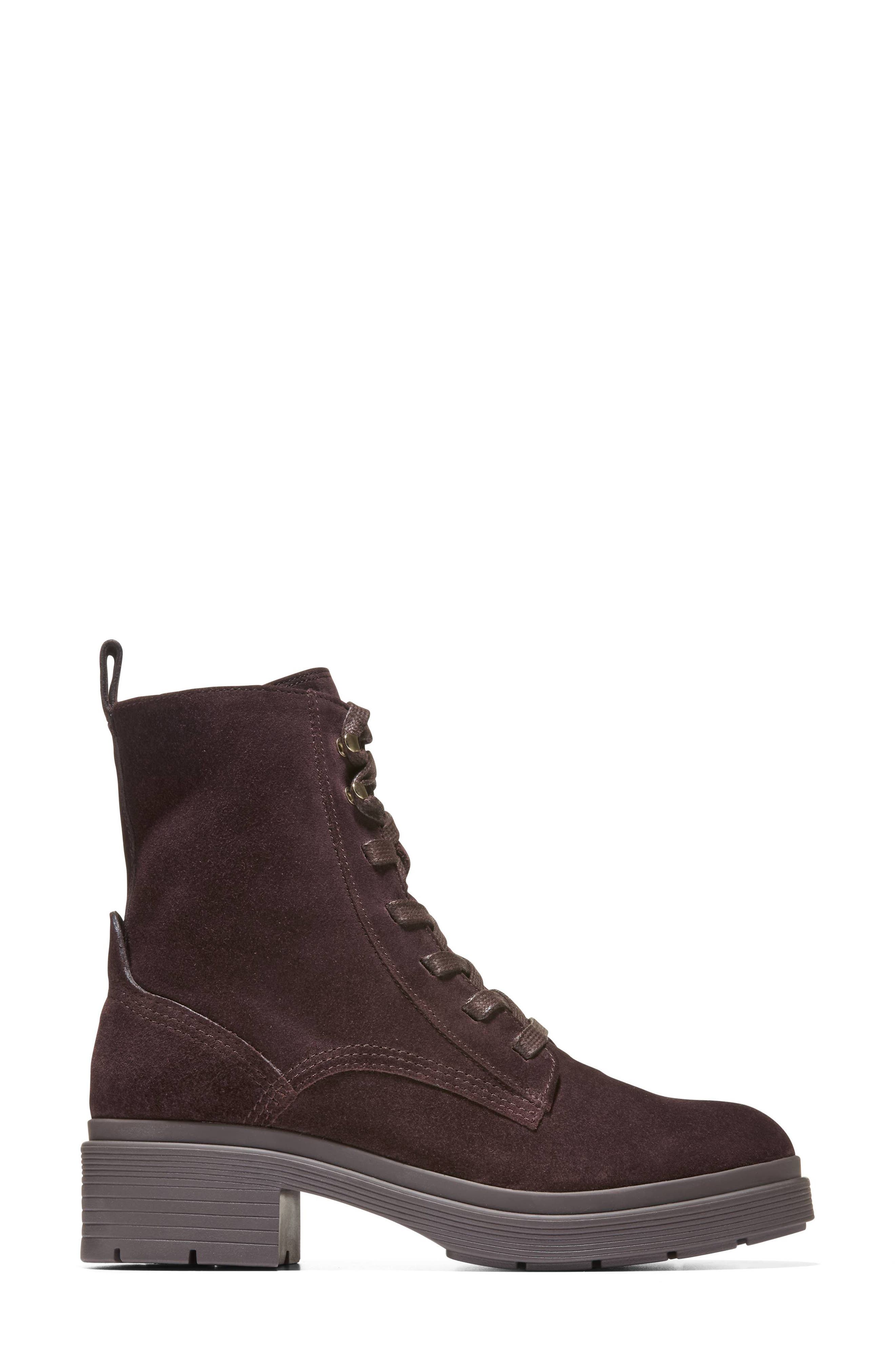 Cherise Lug Sole Boot, Alternate, color, DARK CHOCOLATE SUEDE