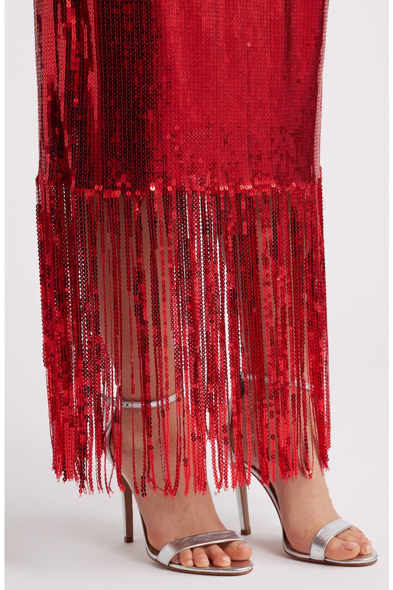 Ihmollia Sequin Fringe Skirt, Alternate, color, RED