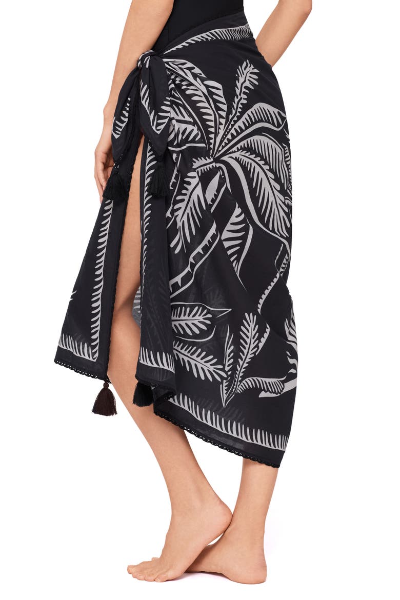 Hearts of Palm Cotton Pareo, Alternate, color, BLACK/ MULTI