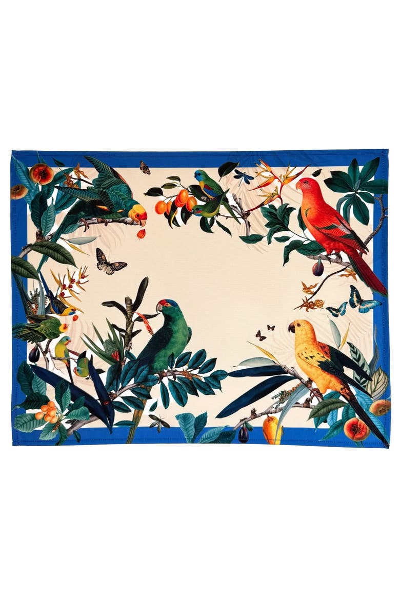 Set Of 4 Placemats, Alternate, color, Colombian Parrots Blue
