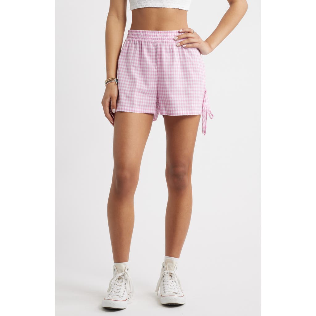 Bp. Woven Gingham Shorts In Pink Gingham