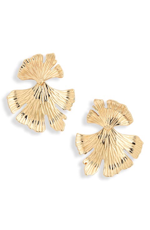 Textured Leaf Drop Earrings