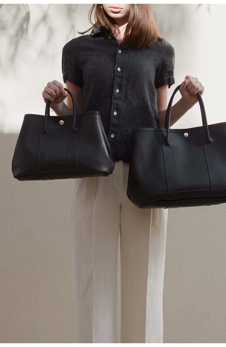 Ezra Arthur Audrey American Steer Leather Top Handle Bag, Alternate, color, Black