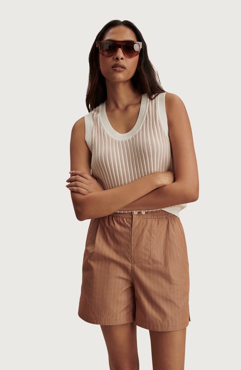Varley Marius Stripe Shorts, Alternate, color, Camel Stripe