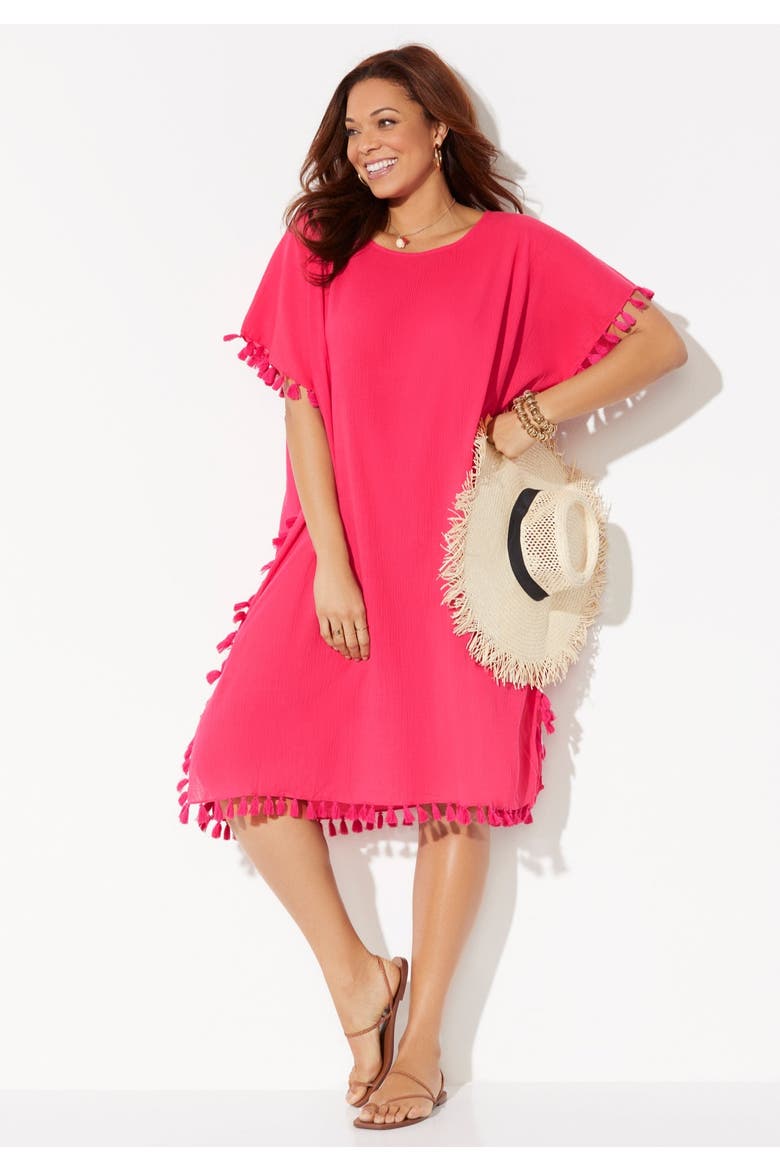 Everly Cotton Gauze Cover Up Tunic, Alternate, color, Pink