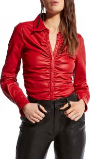 AS by DF Rouge Stretch Leather Blouse