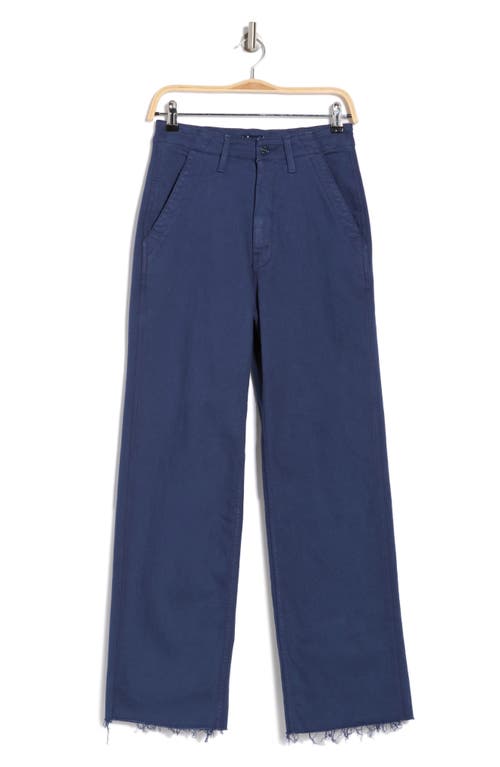 Mother The Major Zip Sneak Frayed High Waist Relaxed Straight Leg Pants In Ibl Insignia Blue