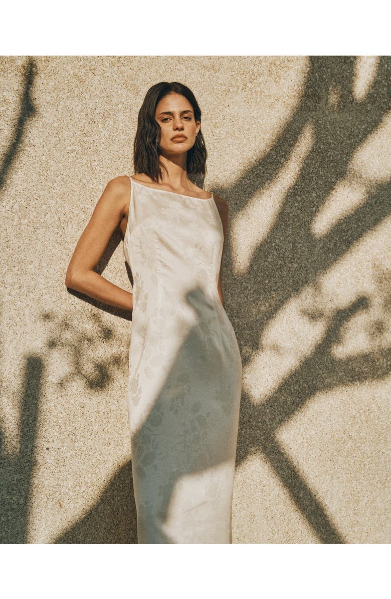 Lost Pattern NYC "Floral Reverie" Boatneck Maxi Dres, Alternate, color, White