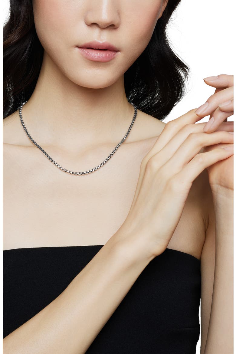Box Chain Necklace in Sterling Silver with 14K Yellow Gold Accent, 3.6mm, Alternate, color, TWO TONE