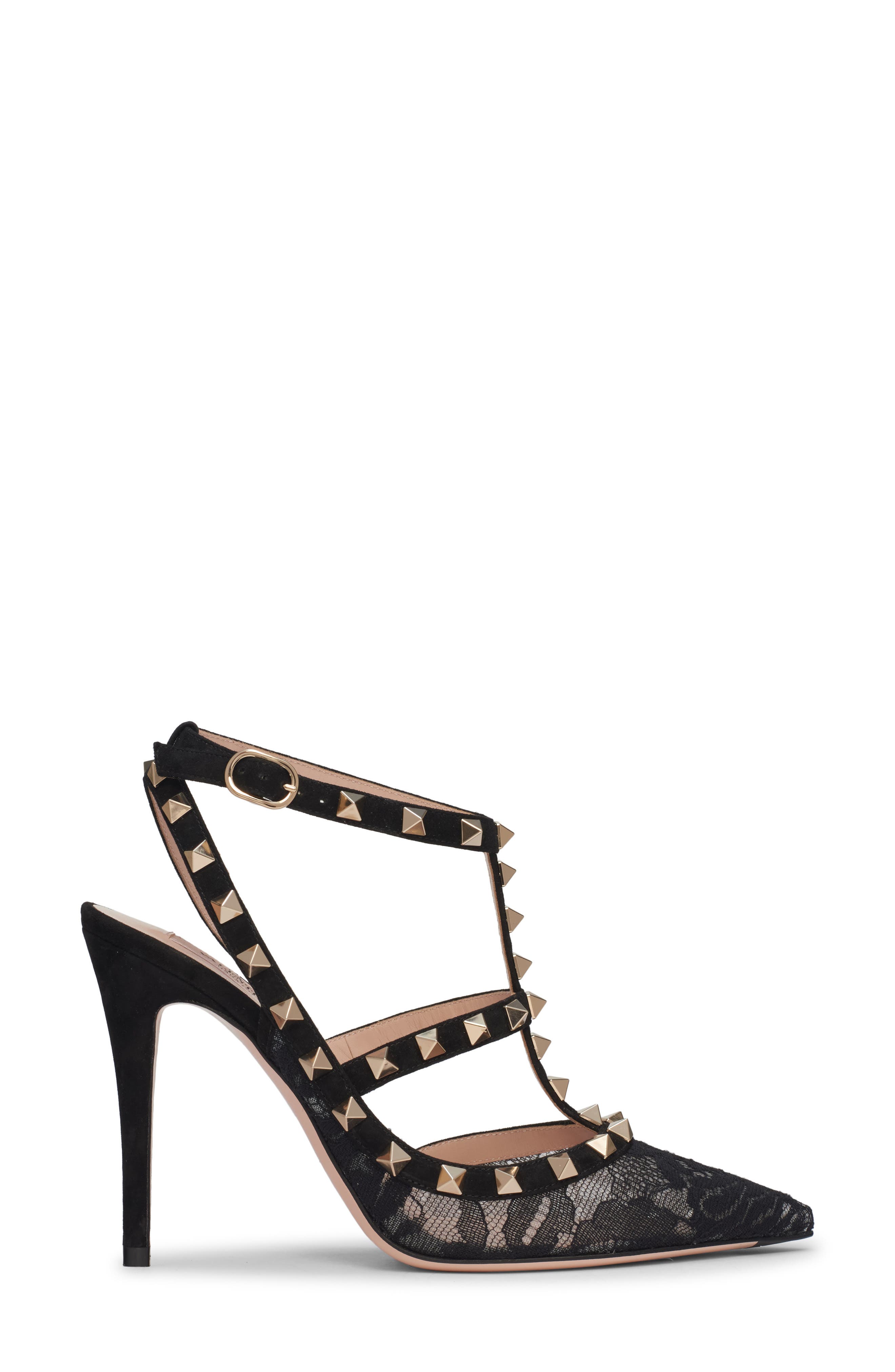 Valentino Garavani Rockstud Ankle Strap Pump, Alternate, color, 0No Nero