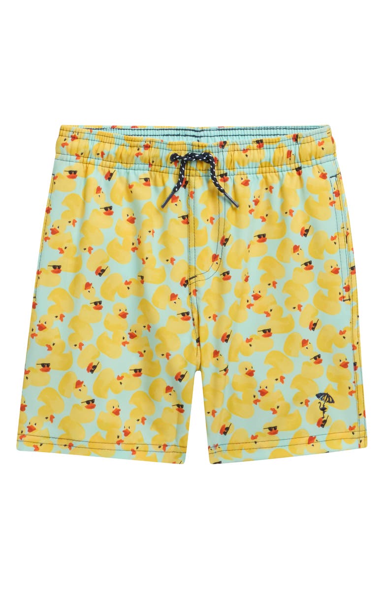 Shade Critters Kids' Ditsy Ducks Swim Trunks, Main, color, Yellow