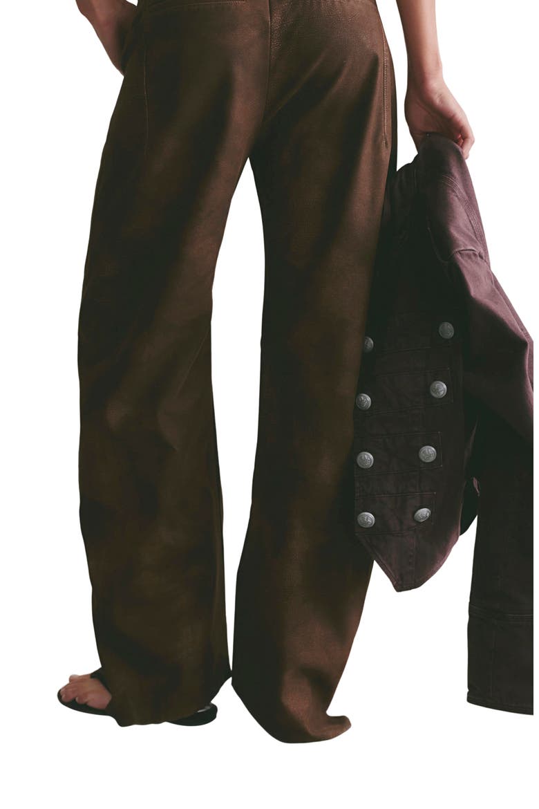 Spotlight Wide Leg Faux Leather Trousers, Alternate, color, CHOCOLATE BROWN