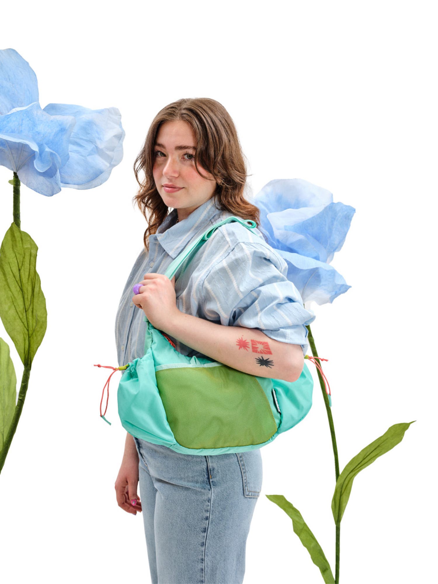 Baboon to the Moon Crescent Crossbody Bag, Alternate, color, Aqua Drift