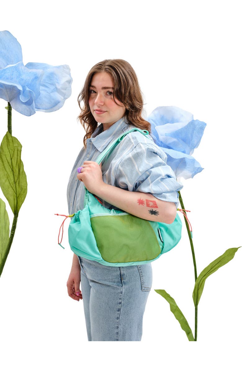 Baboon to the Moon Crescent Crossbody Bag, Alternate, color, Aqua Drift