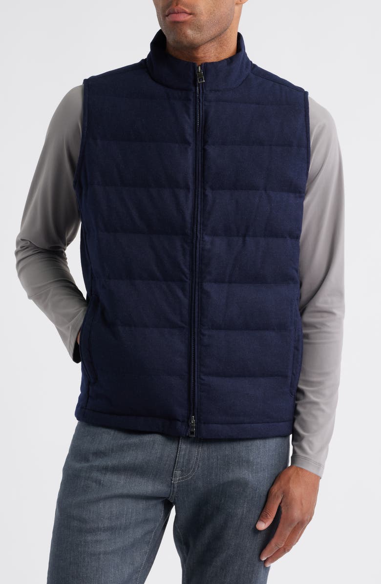 Peter Millar Davos Quilted Wool Flannel Vest, Alternate, color, Navy