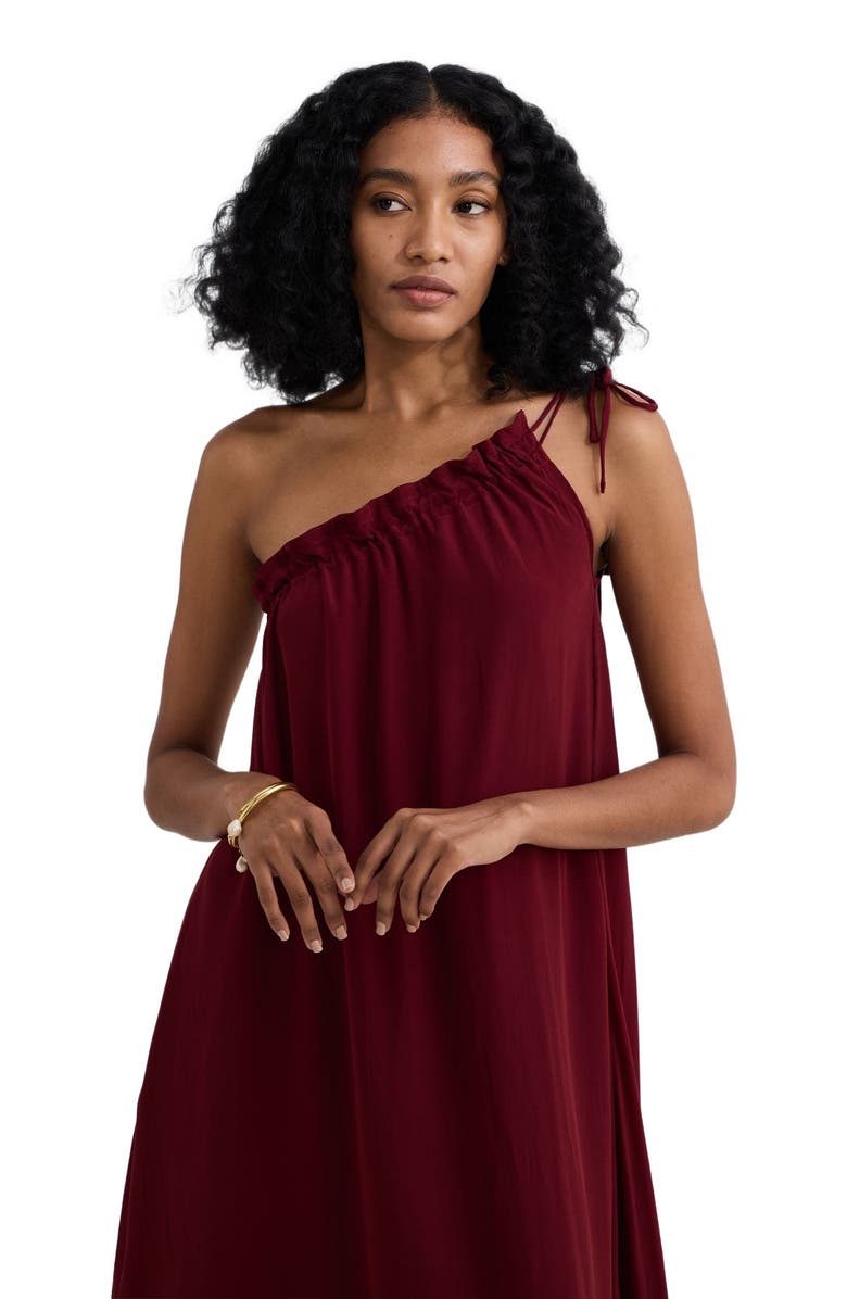 Reistor One-shoulder Midi dress in Burgundy, Alternate, color, Solid