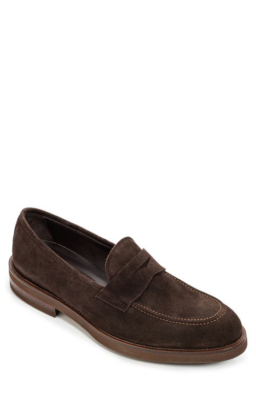 TO BOOT NEW YORK Brady Suede Penny Loafer in Dark Brown 