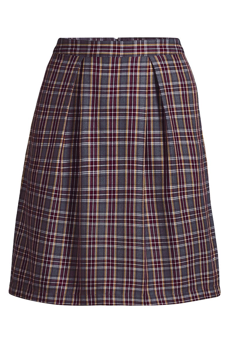 Top of Knee Plaid Skort, Alternate, color, Plaid Gray Heather/Maroon