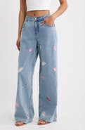 Kulani Kinis Sunshine Springs Embroidered Wide Leg Jeans