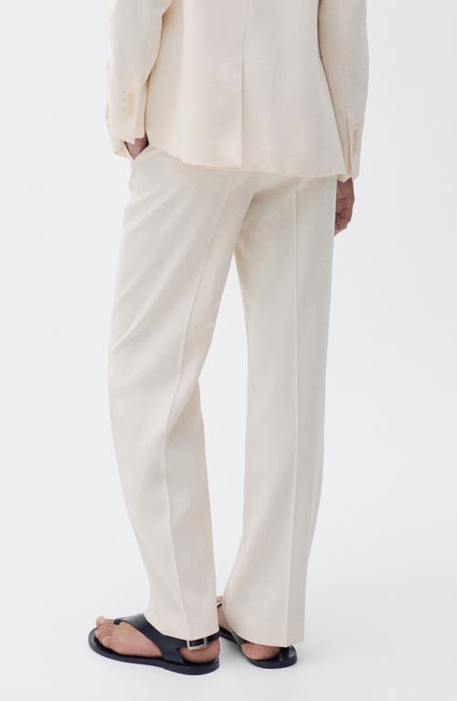 Mango Tempo Straight Leg Pants In Ecru