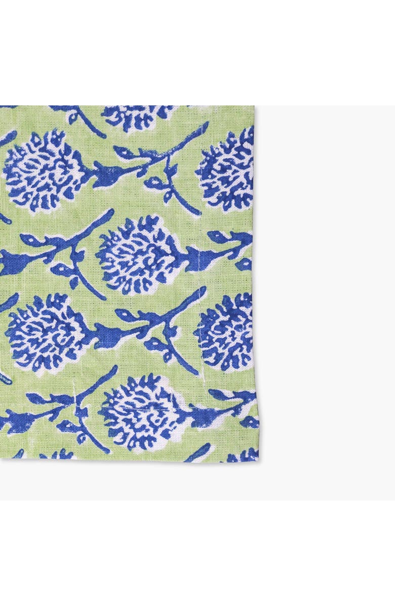 Banyan & Birch Nikhar - Pure Linen Hand-Printed Table Runner, Alternate, color, Lily Green