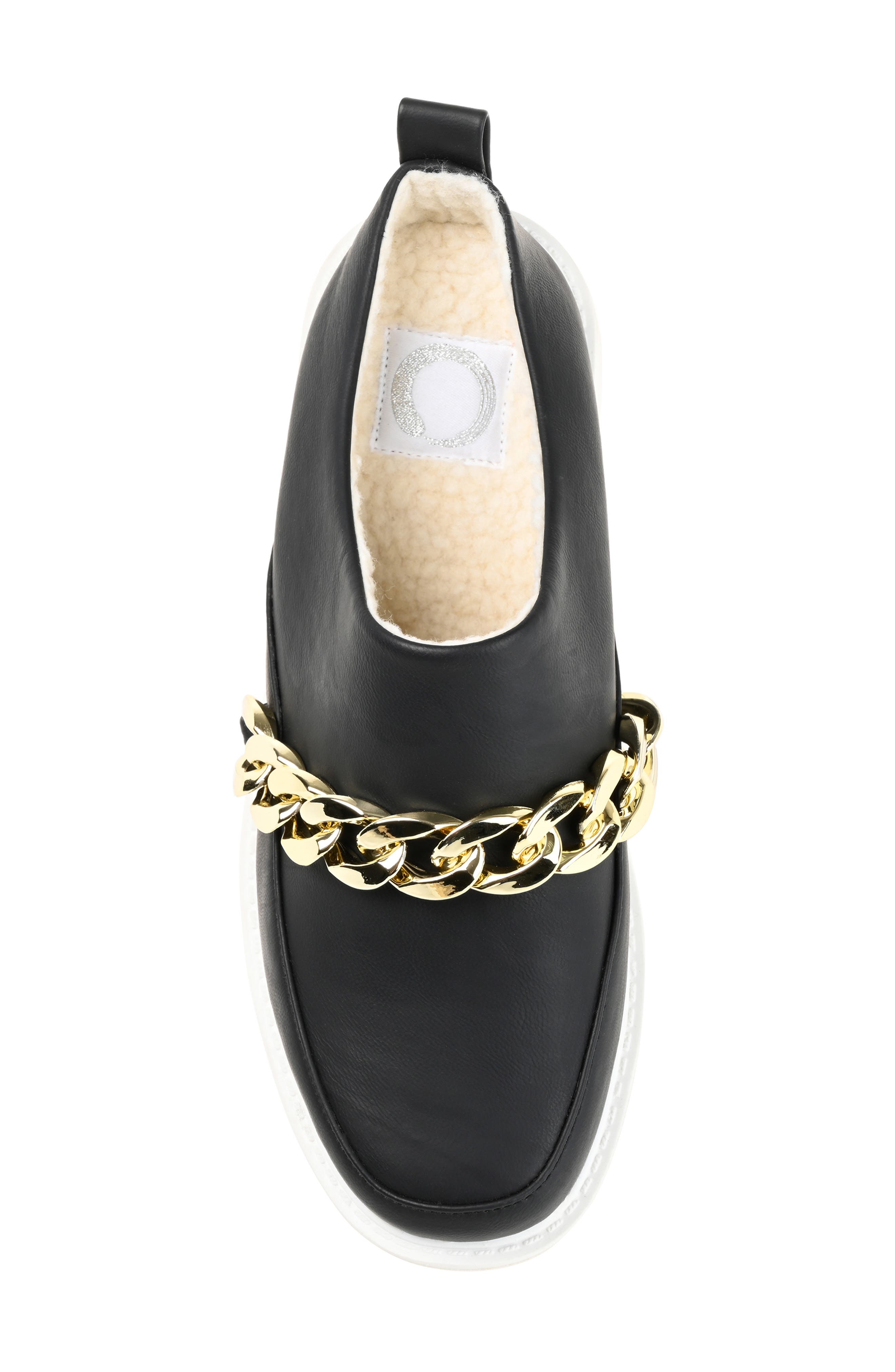 Journee Collection Sheah Chain Strap Faux Fur Lined Mule, Alternate, color, Black