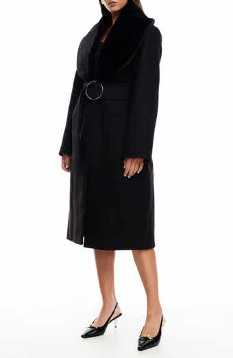 ENFOLD FLAT-COLLAR SILHOUETTE COAT Bernardo Faux Fur Shawl Collar Coat | Nordstromrack