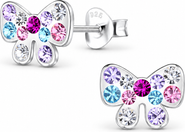 Mia Belle Girls Sterling Silver Stud Earrings Sparkling Bow