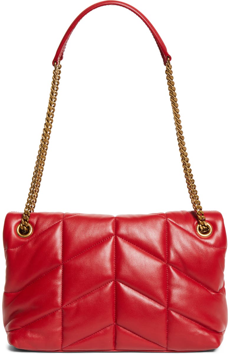 Saint Laurent Small Loulou Leather Puffer Bag, Alternate, color, New Red Danger