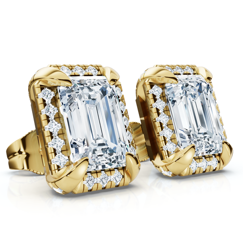 Bliss Diamond 2 1/5 Ct Tw Emerald Cut Bezel Diamond Studs 14k Gold Lab Grown Earrings
