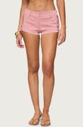 EDIKTED Sapir Low Rise Fringe Faux Suede Microshorts