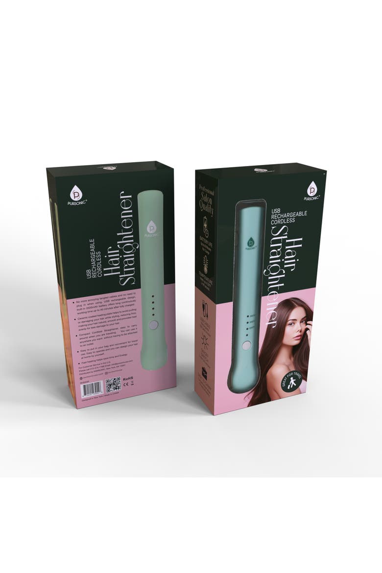 USB Rechargeable Cordless Hair Straightener, Alternate, color, Green