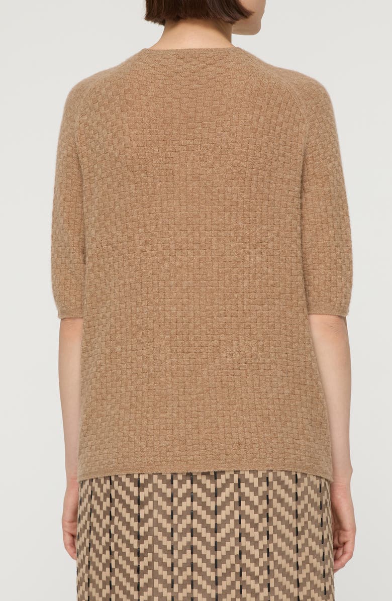 Lafayette 148 New York Basket Stitch Saddle Shoulder Cashmere Sweater, Alternate, color, Cammello Melange