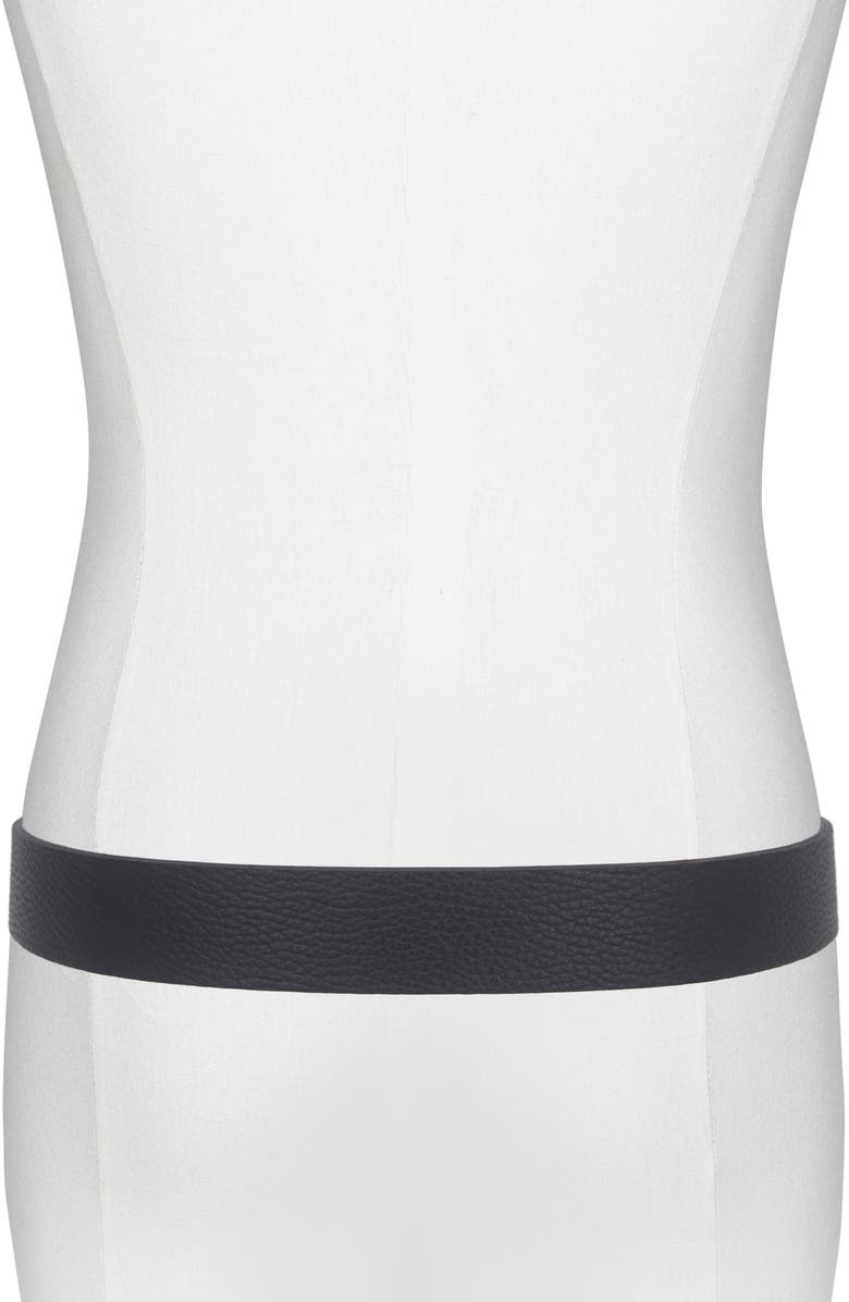 Vince Pebble Leather Belt, Alternate, color, Black/ Palladium