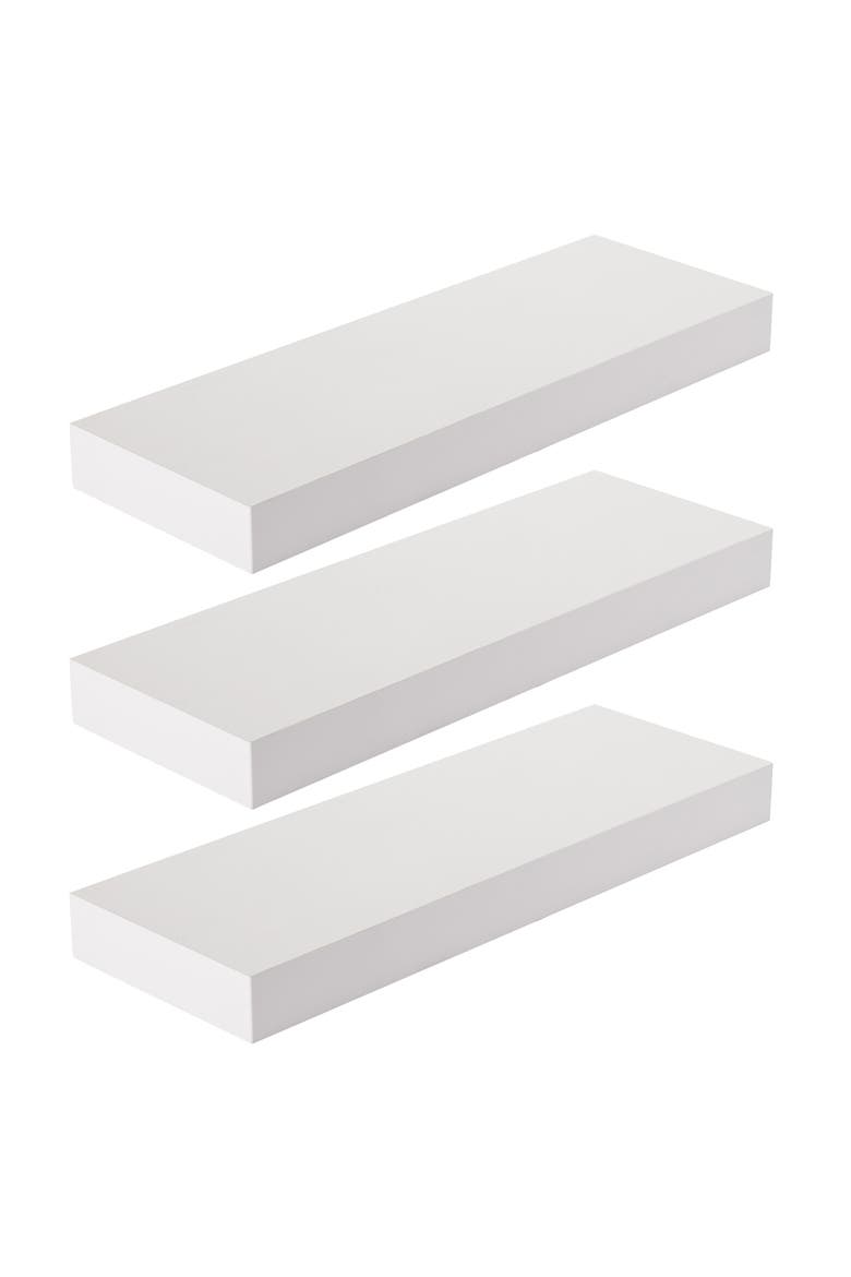 Set of 3 Floating Shelves, Main, color, WHITE
