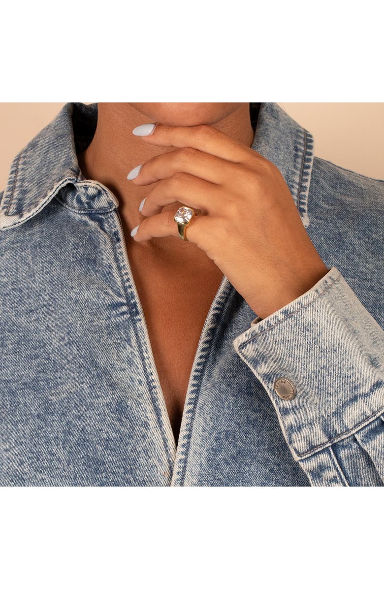 BY ADINA EDEN CZ Square Signet Pinky Ring, Alternate, color, 