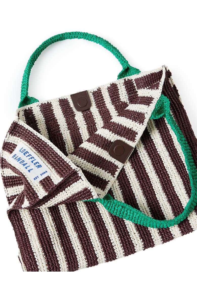 Loeffler Randall Sol Crochet Beach Bag, Alternate, color, Green/ Brown/ White Stripe