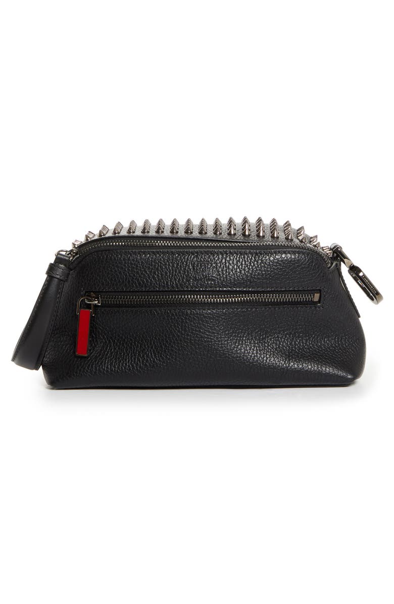 Christian Louboutin Funky Studded Leather Pouch, Alternate, color, Black/ Gun Metal