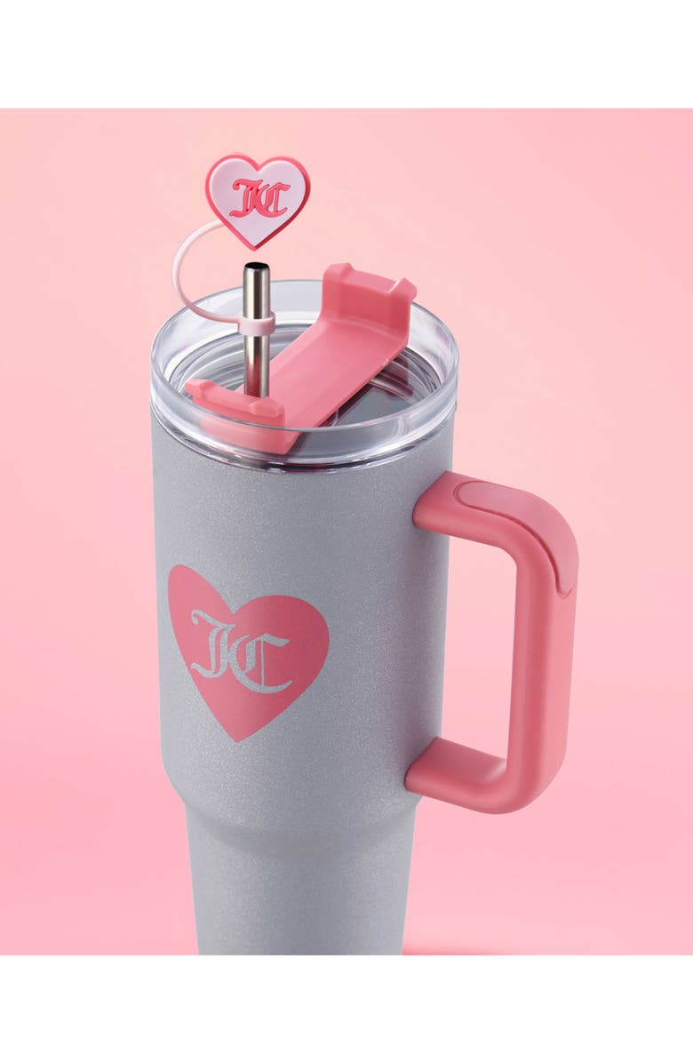 Juicy Couture 30-Ounce Jetsetter Stainless steel Water Bottle, Alternate, color, Glitter Silver