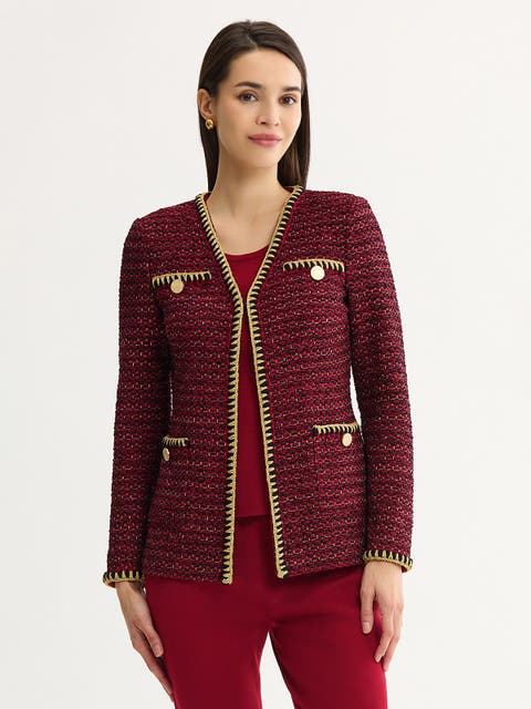 Heritage Trim Tweed Knit Jacket