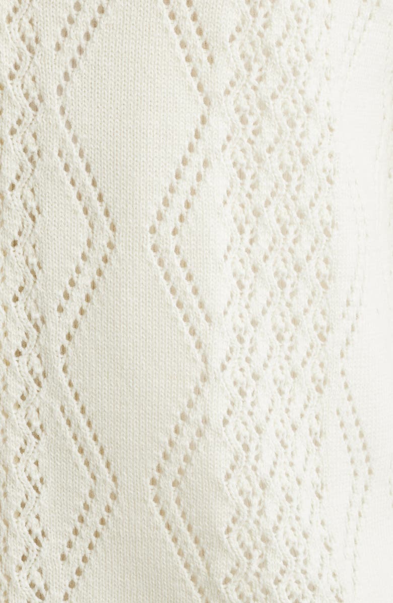 Open Edit Cotton Pointelle Zip Cardigan, Alternate, color, Ivory Egret