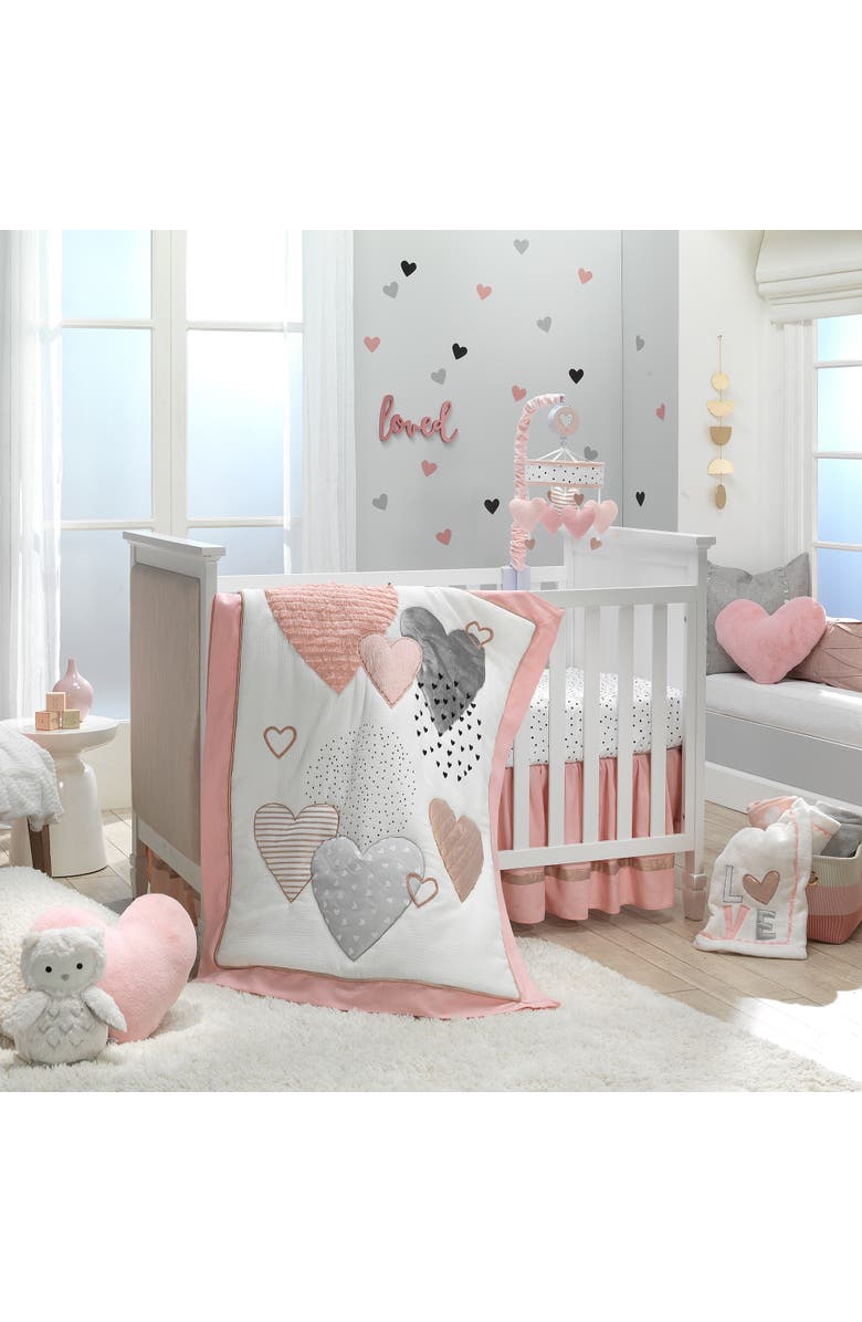 Lambs & Ivy Signature Heart to Heart Soft Decorative Pillow, Alternate, color, Pink